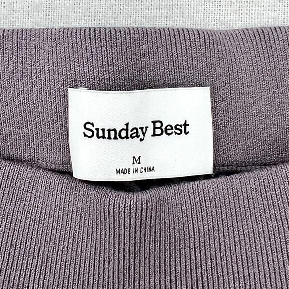 ARITZIA SUNDAY BEST Posie Pant Medium Purple Gray Pull on Stretch Knit Flare - Picture 7 of 16
